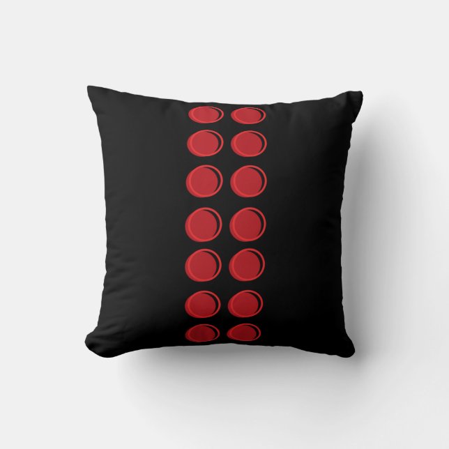 "Red Polka Dot Lego" Throw Pillow (Front)