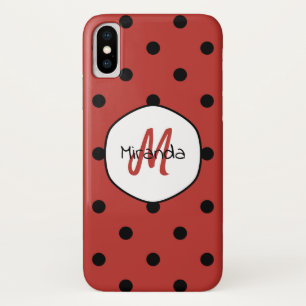 Red Polka Dot Monogram iPhone X Case