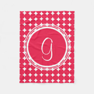 Red Polka Dot Monogram Fleece Blanket