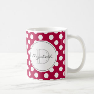 Red Polka Dot Monogrammed Mug