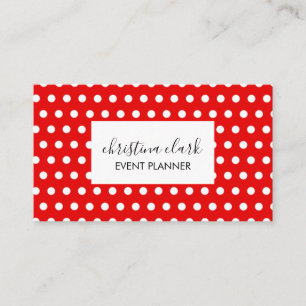 Red Polka Dot Pattern Fun Custom Personalized Business Card
