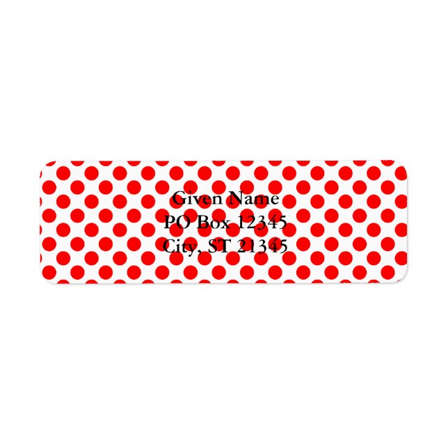 Red Polka Dot Pattern Return Address Label (Front)