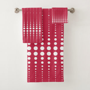 Red polka dot , polka dot, retro, retro polka dot bath towel set