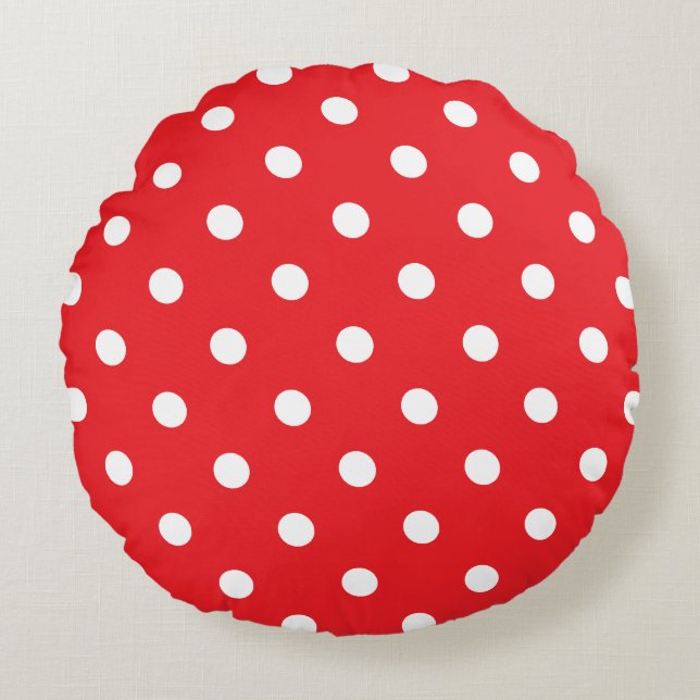 Red Polka Dot Round Cushion (Front)