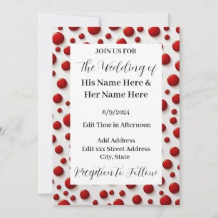 Red Polka Dot Style Wedding Invitation Personalise