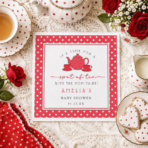 Red Polka dot Tea with the Mum-to-be Baby Shower Napkin