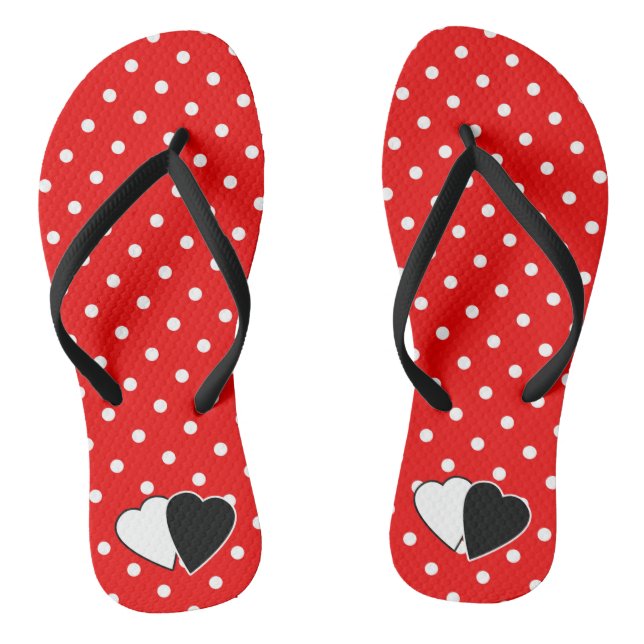 Red polka dot thongs (Footbed)