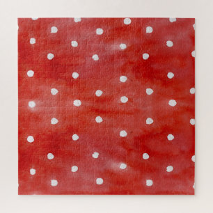 Red polka dot, watercolor seamless pattern. jigsaw puzzle