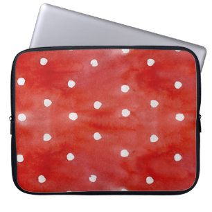 Red polka dot, watercolor seamless pattern. laptop sleeve