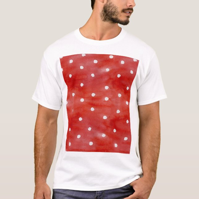 Red polka dot, watercolor seamless pattern. T-Shirt (Front)