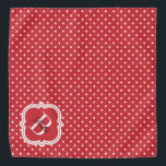 Red Polka Dot with White Monogram Bandana<br><div class="desc">Cute and bright monogram bandana design! Polka dot patterned with elegant monogram motif. A wonderful accessory for your pet! Want a different color? Click on the personalize button and click for further customization to change the background color.</div>