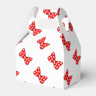 Red Polka Dots Bows on White Background Favour Box