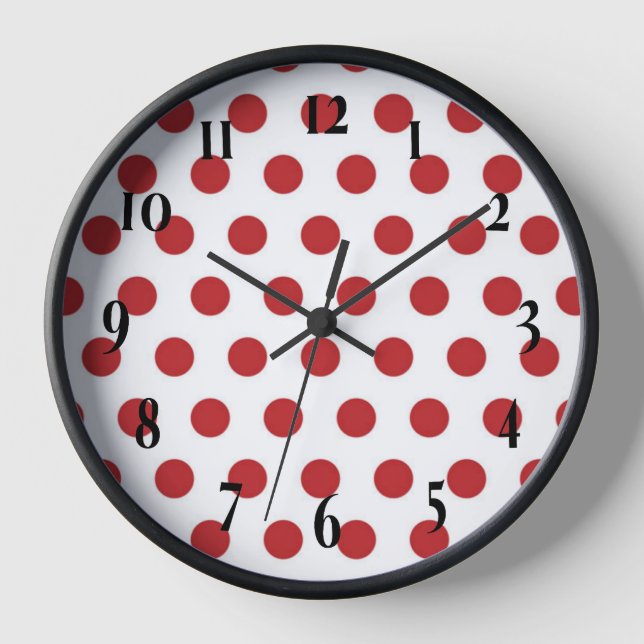 Red Polka Dots Clock (Front)