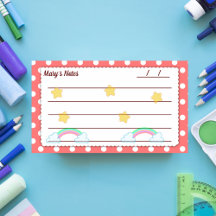 Red polka dots, cute stars & rainbows 10" x 6"