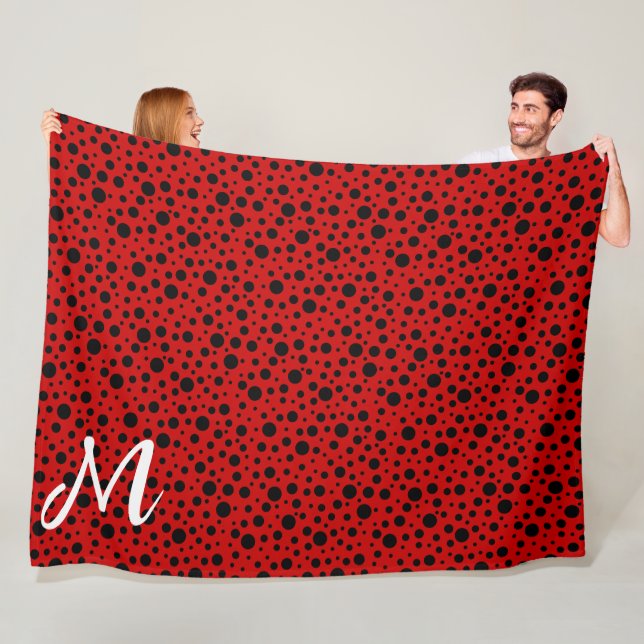 red polka dots  fleece blanket (In Situ)