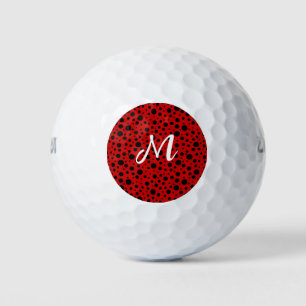 red polka dots golf balls