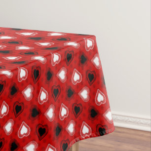 Red Polka Dots Lace Hearts Tablecloth