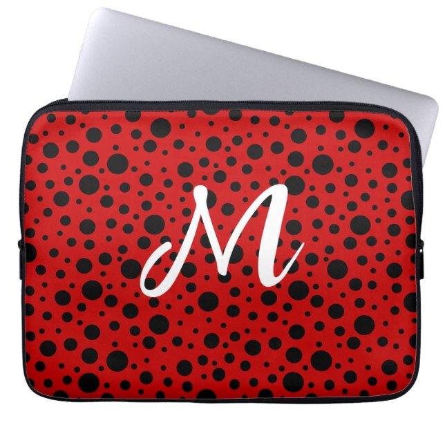 red polka dots  laptop sleeve (Front)