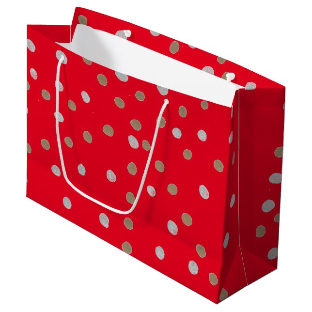 Red Polka Dots  Large Gift Bag (Front Angled)