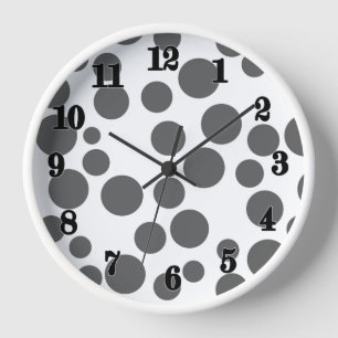 red polka dots on a white background clock