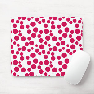 red polka dots on a white background mouse pad
