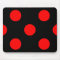 Red Polka Dots on Black Mousepad
