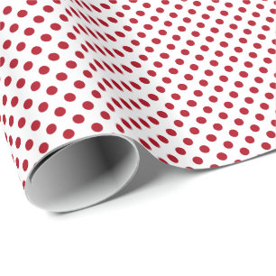 Red Polka Dots on White Wrapping Paper