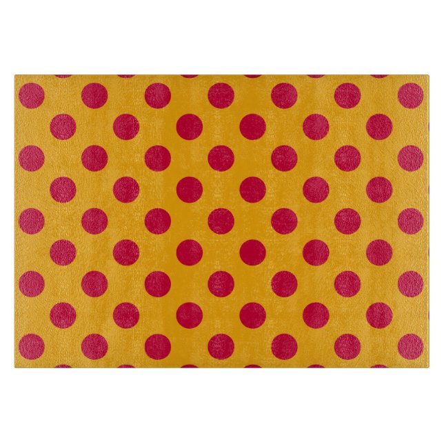 Red polka dots on yellow cutting board (Front)
