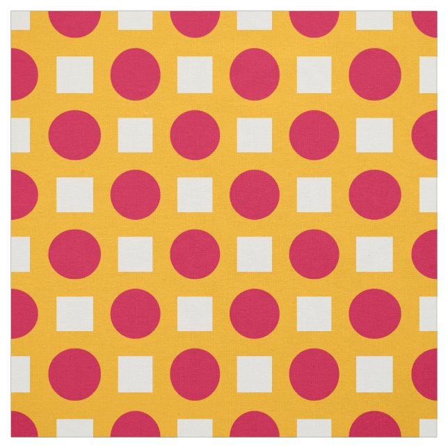 Red polka dots on yellow fabric (Swatch)