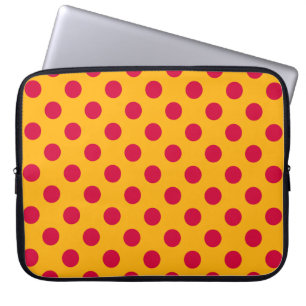 Red polka dots on yellow laptop sleeve