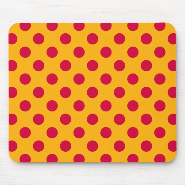 Red polka dots on yellow mouse pad (Front)