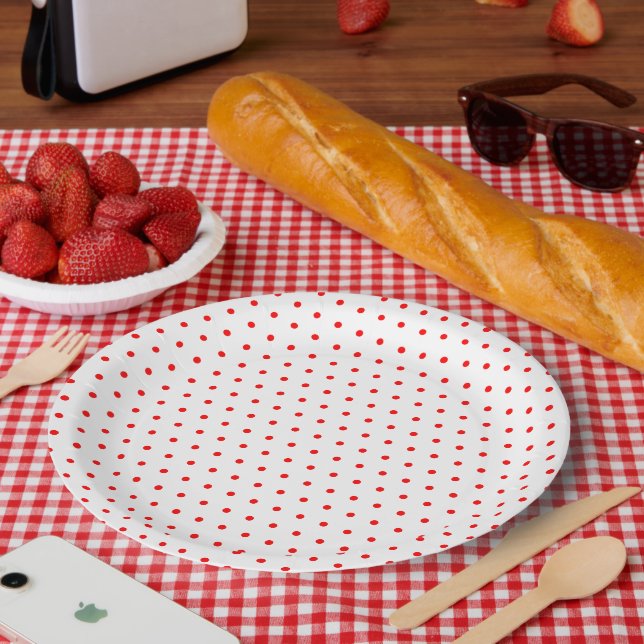 Red Polka Dots Paper Plate (Picnic)