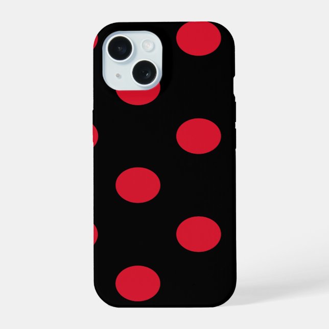 Red Polka-Dots Pattern iPhone 15 Case (Back)