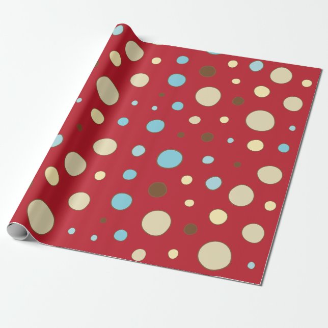 Red Polka Dots Pattern Wrapping Paper (Unrolled)