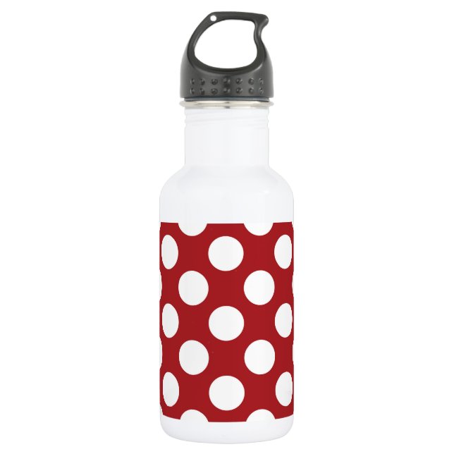 Red Polka Dots, Polka Dot Pattern, Dots, Dotted 532 Ml Water Bottle (Front)