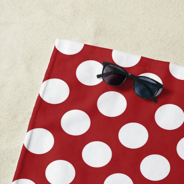 Red Polka Dots, Polka Dot Pattern, Dots, Dotted Beach Towel (In Situ)
