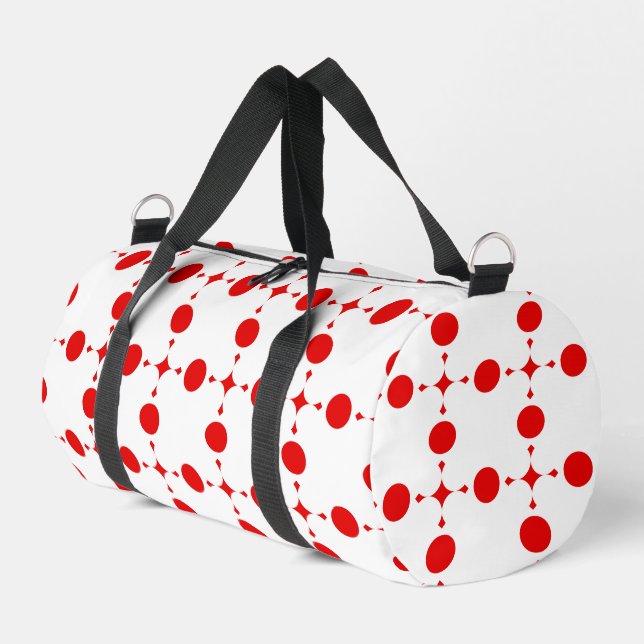 Red Polka Dots, Polka Dot Pattern, Dots, Dotted Duffle Bag (Left Corner)