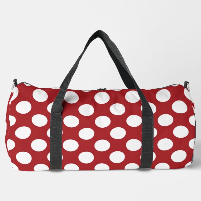 Red Polka Dots, Polka Dot Pattern, Dots, Dotted Duffle Bag (Front)