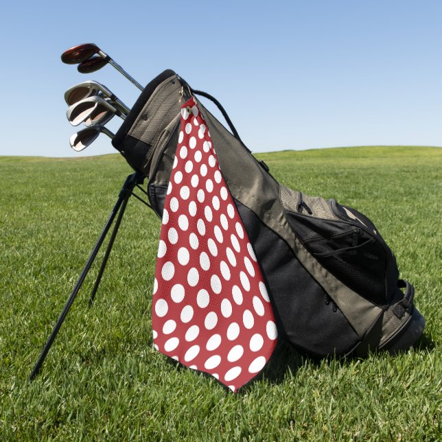 Red Polka Dots, Polka Dot Pattern, Dots, Dotted Golf Towel (Green)