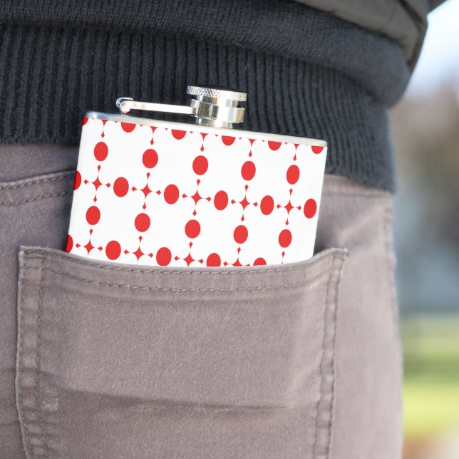 Red Polka Dots, Polka Dot Pattern, Dots, Dotted Hip Flask (In Situ)