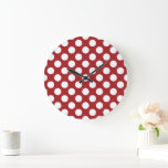 Red Polka Dots, Polka Dot Pattern, Dots, Dotted Large Clock<br><div class="desc">Cute,  fun and adorable polka dot pattern in red and white colour. Modern and trendy gift,  perfect for the polka dots lover in your life.</div>