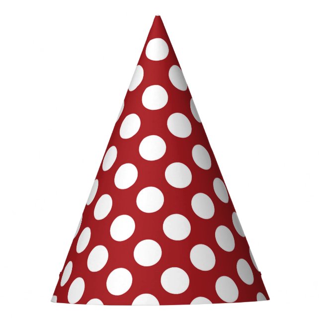 Red Polka Dots, Polka Dot Pattern, Dots, Dotted Party Hat (Front)