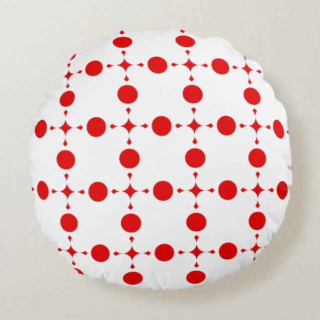 Red Polka Dots, Polka Dot Pattern, Dots, Dotted Round Cushion (Front)