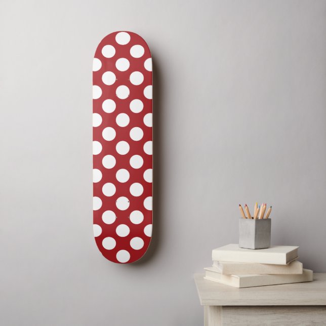 Red Polka Dots, Polka Dot Pattern, Dots, Dotted Skateboard (Wall Art)