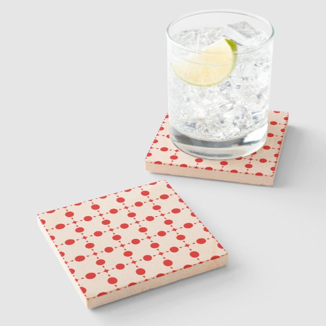 Red Polka Dots, Polka Dot Pattern, Dots, Dotted Stone Coaster (Side)