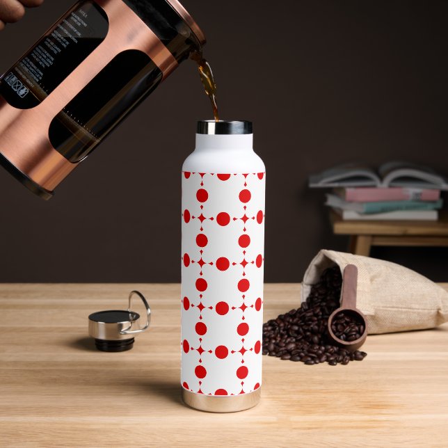 Red Polka Dots, Polka Dot Pattern, Dots, Dotted Water Bottle (Coffee)