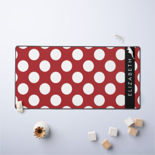 Red Polka Dots, Polka Dot Pattern, Your Name Desk Mat