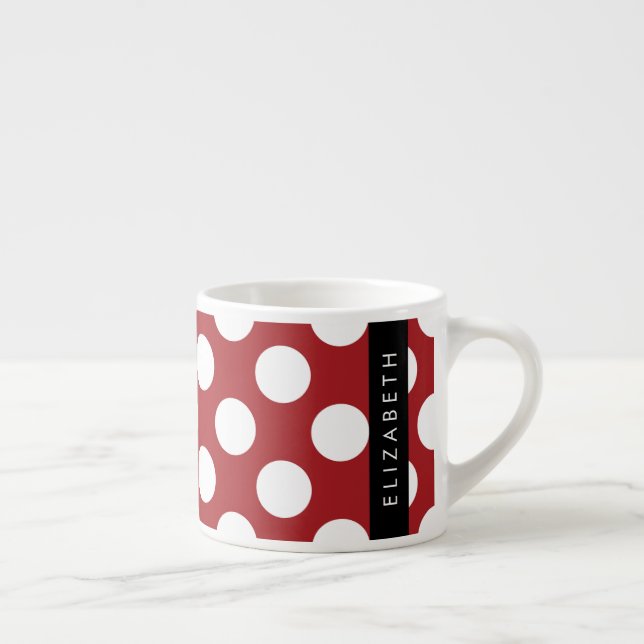 Red Polka Dots, Polka Dot Pattern, Your Name Espresso Cup (Right)