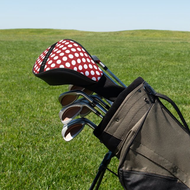 Red Polka Dots, Polka Dot Pattern, Your Name Golf Head Cover (In Situ)