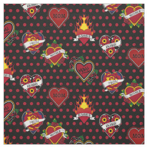 Red Polka Dotted Mum Tattoo Fabric